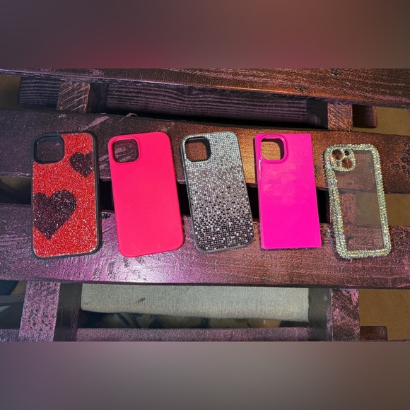 Stylish Glitter Phone Case Set - Red, Pink, Black - Picture 1 of 5